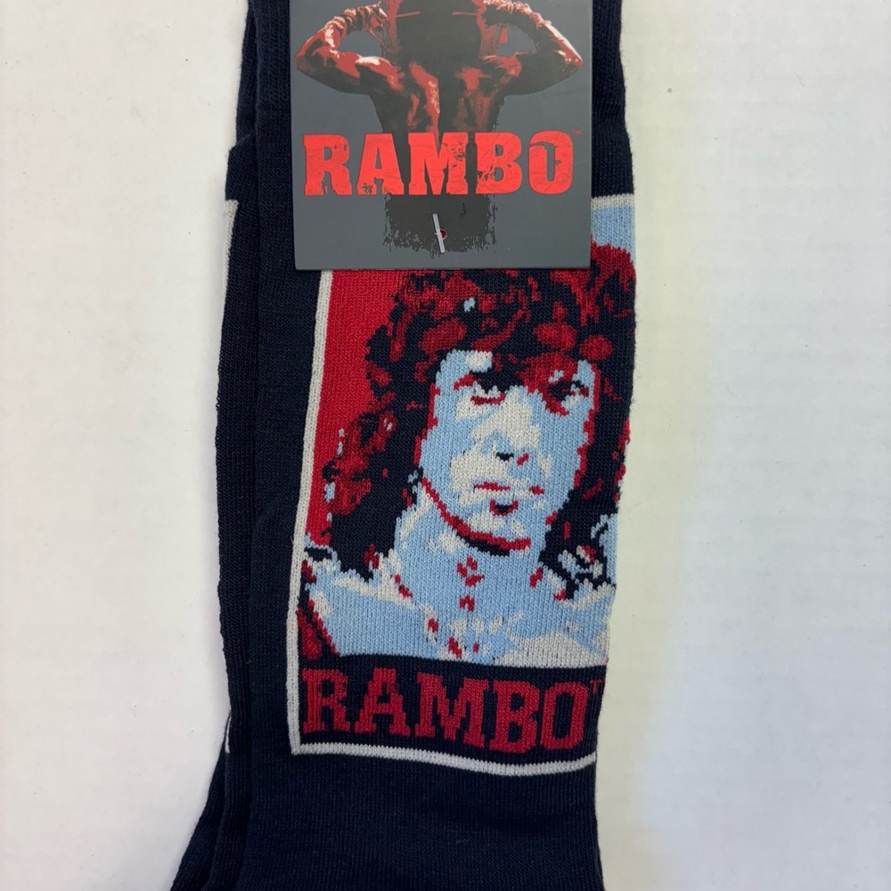 NWT Rambo Novelty Graphic Crew Socks - Black & Red